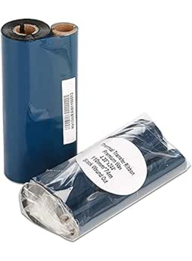 Premium Pack of 2Pcs Thermal Transfer Wax Ribbon for Barcode Printers 110mm x 74m x 1/2" Core (Zebra ZD220t, Zebra Gc420t, Zebra Gk888t, and other Thermal Transfer barcode printers) - Image 1